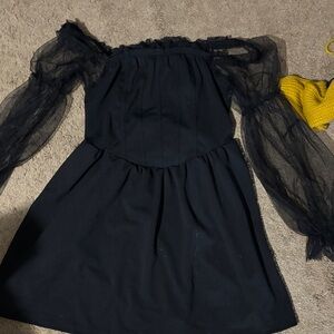 SHEIN Black Formal Dress with Sheer Sleeves